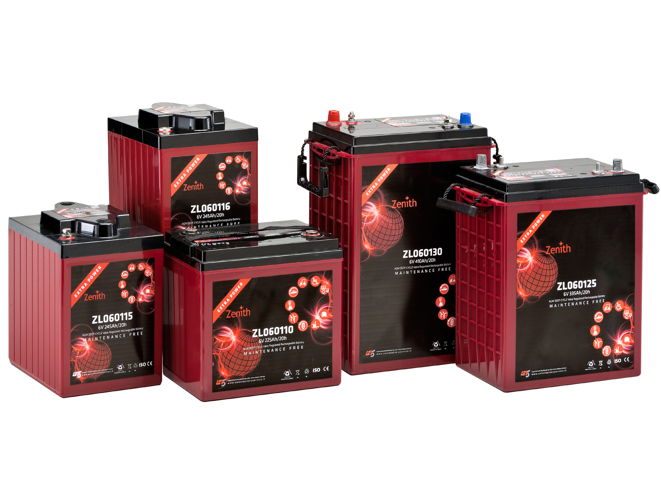 Zenith ZL AGM deep-cycle batteries, one of the ranges Ampwise supplies.